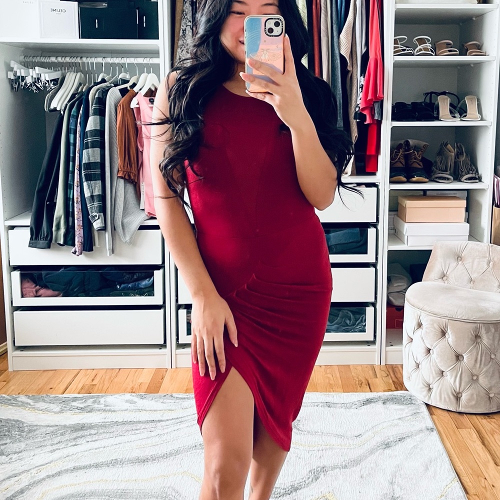 MIKA & GALA Red Asymmetrical Wrap Dress